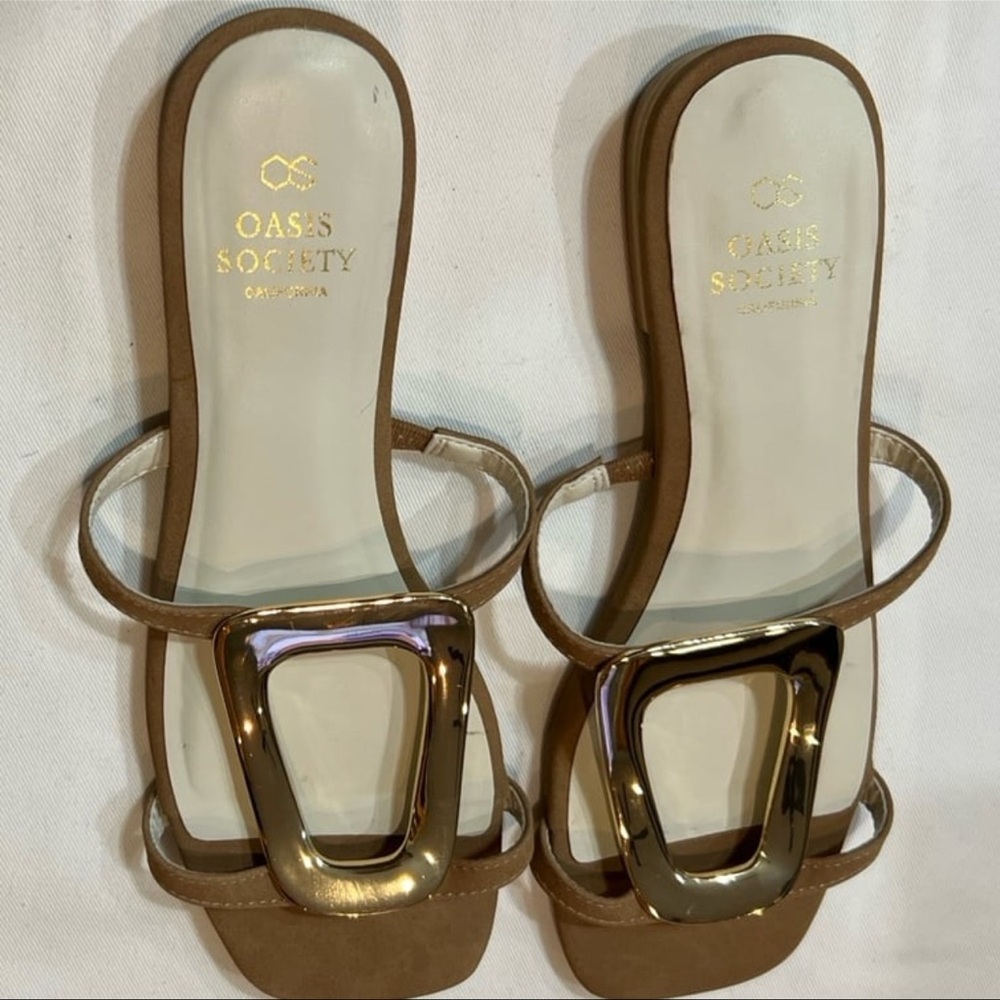 Society Tan Gold Sandals Elegant Design - Picture 6 of 6